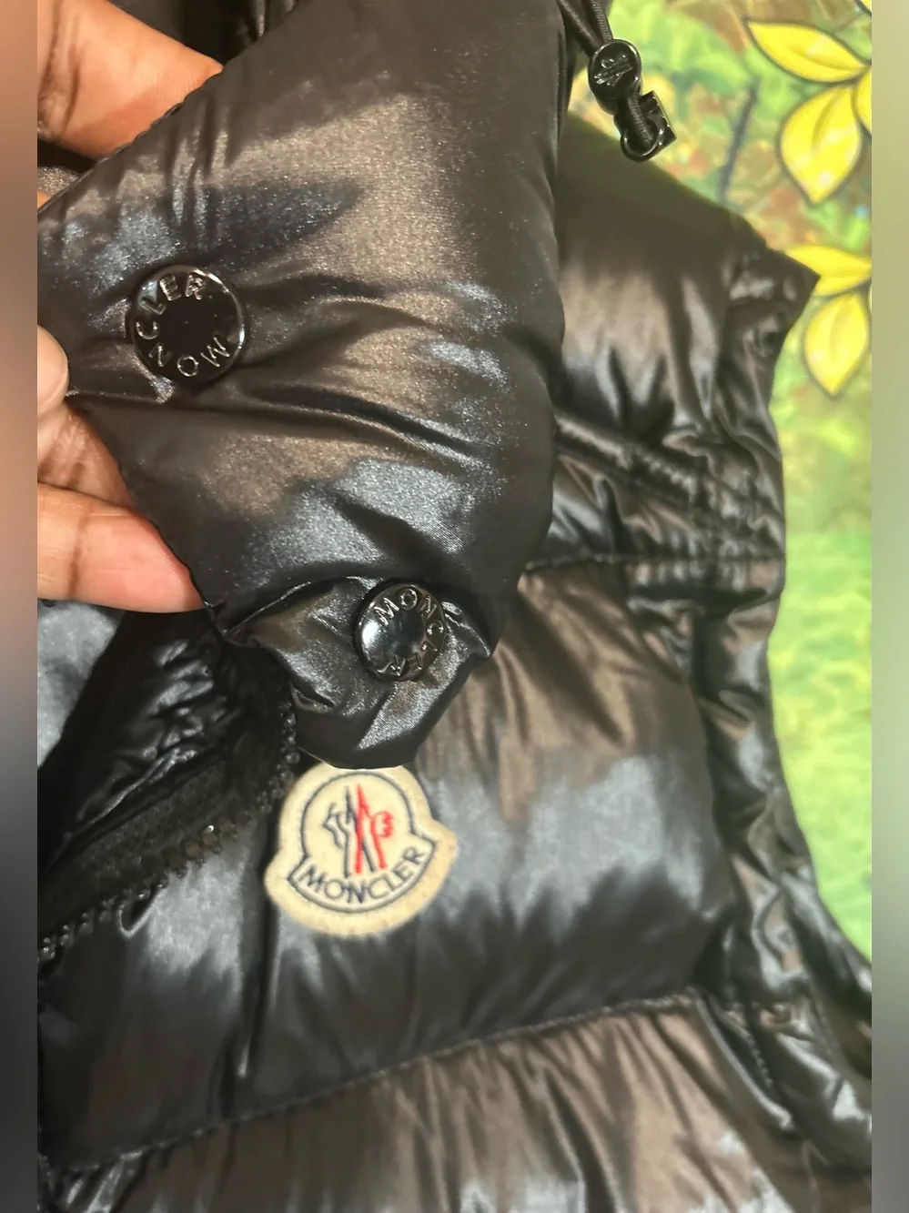 Moncler Bormes Authentic Shiny Black Puffer Hooded Vest | Size: 2